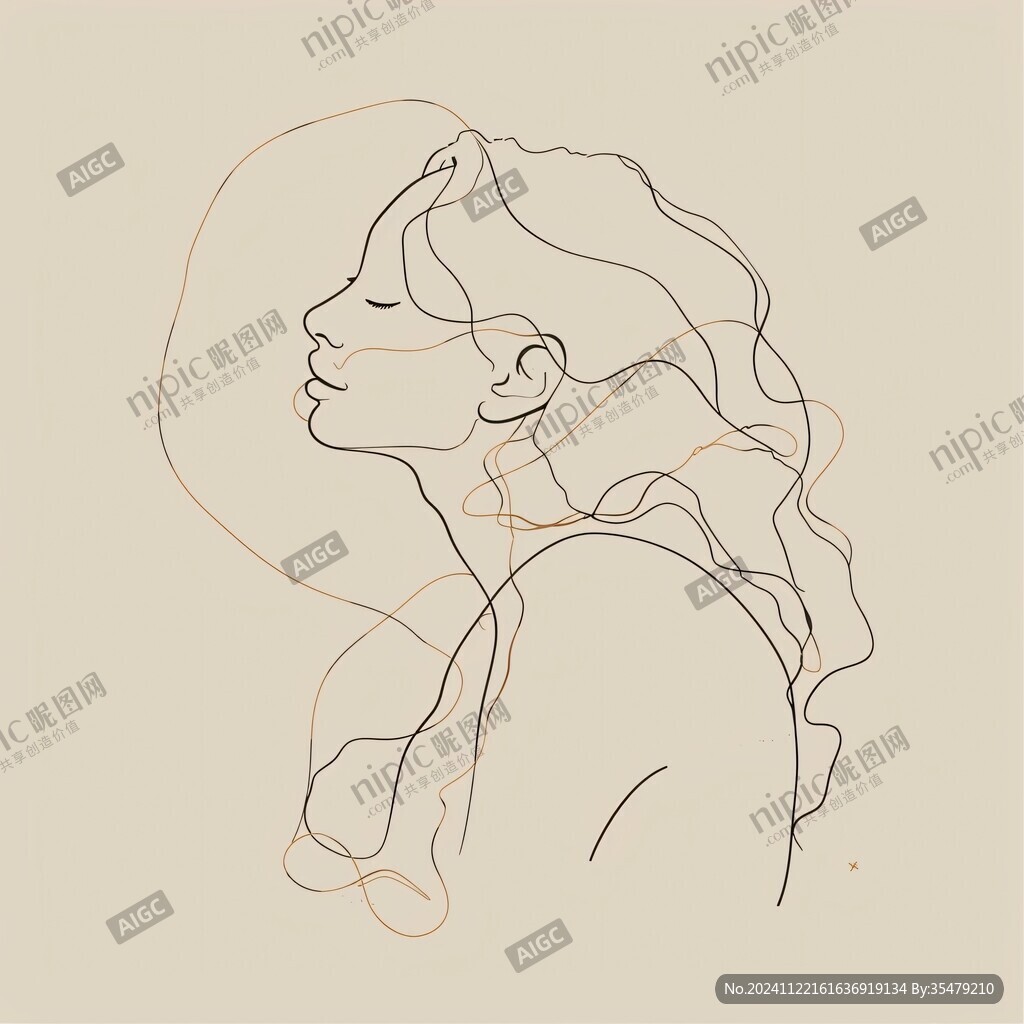 女人侧脸线稿