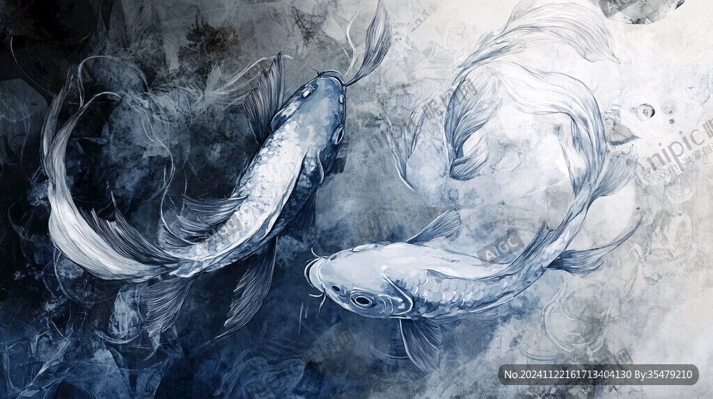 梦幻锦鲤装饰画