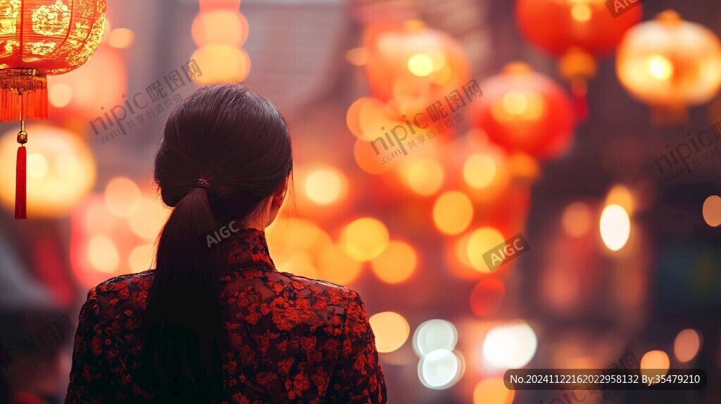 元宵节灯笼下