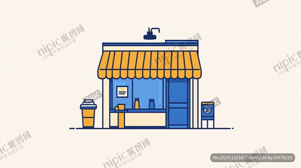 线描奶茶店