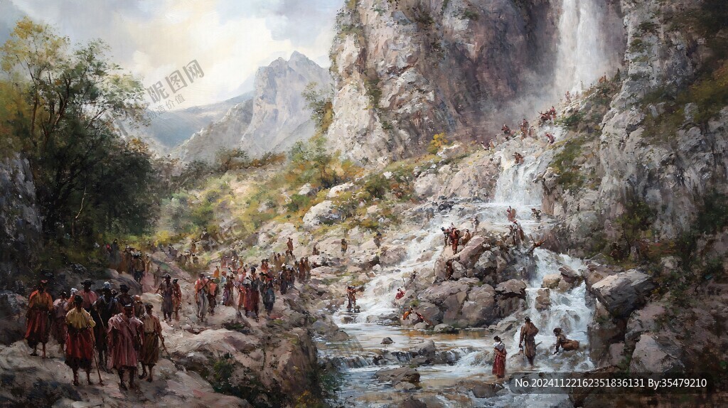 红滩瀑布油画