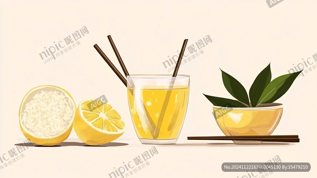 柠檬茶插画