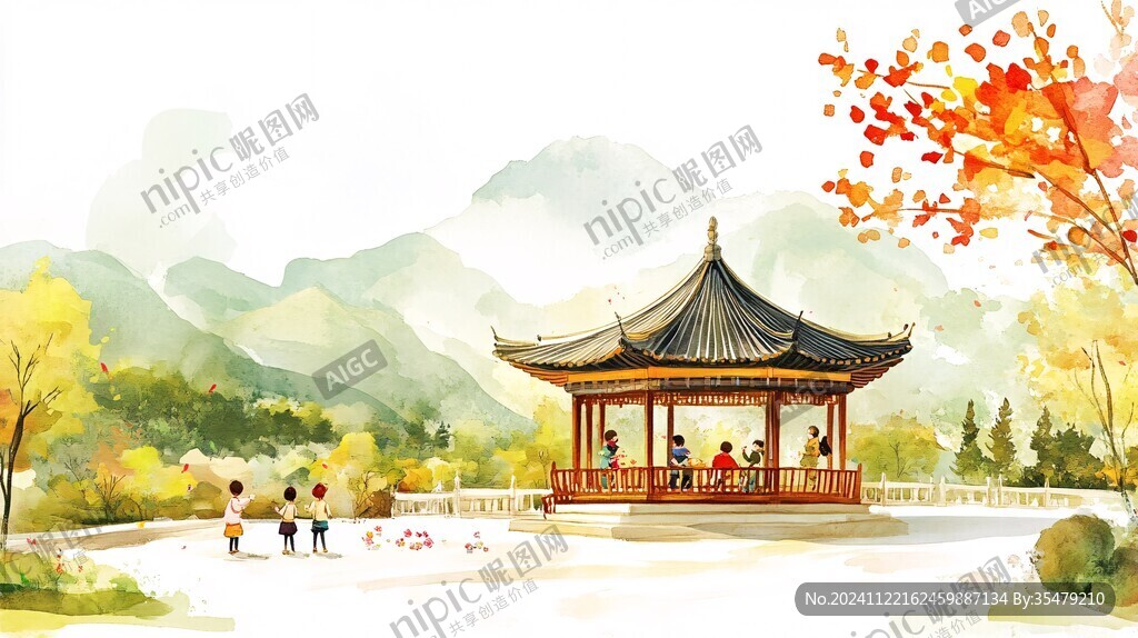 爱晚亭插画