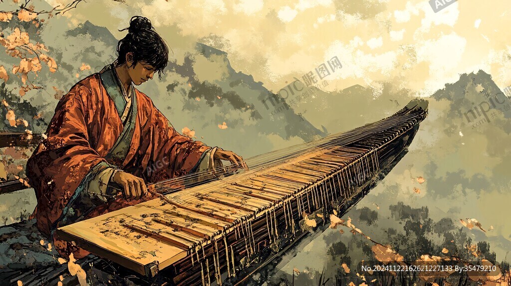 抚琴插画