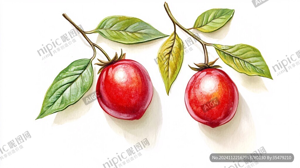 手绘圣女果插画
