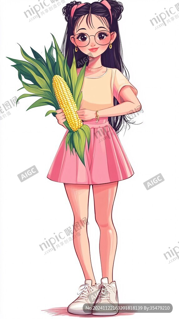 卡通杂粮女孩