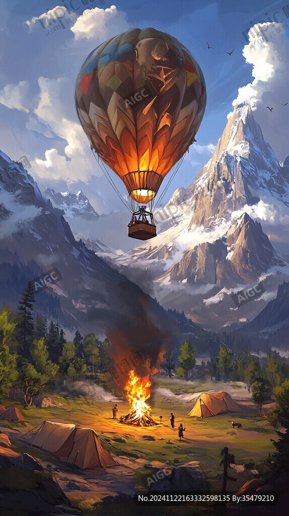 热气球插画场景