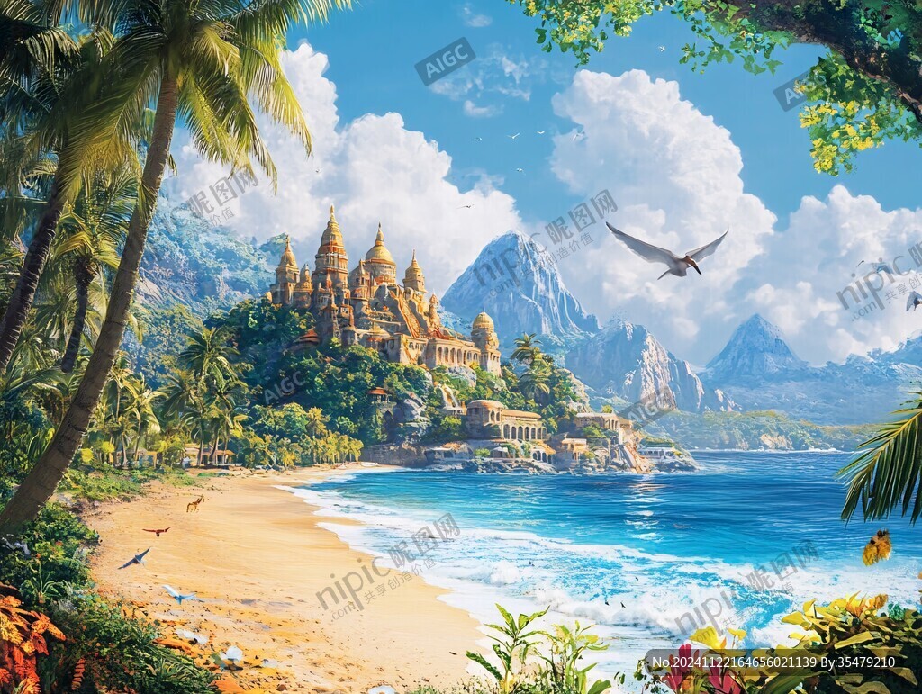 热带风景壁画