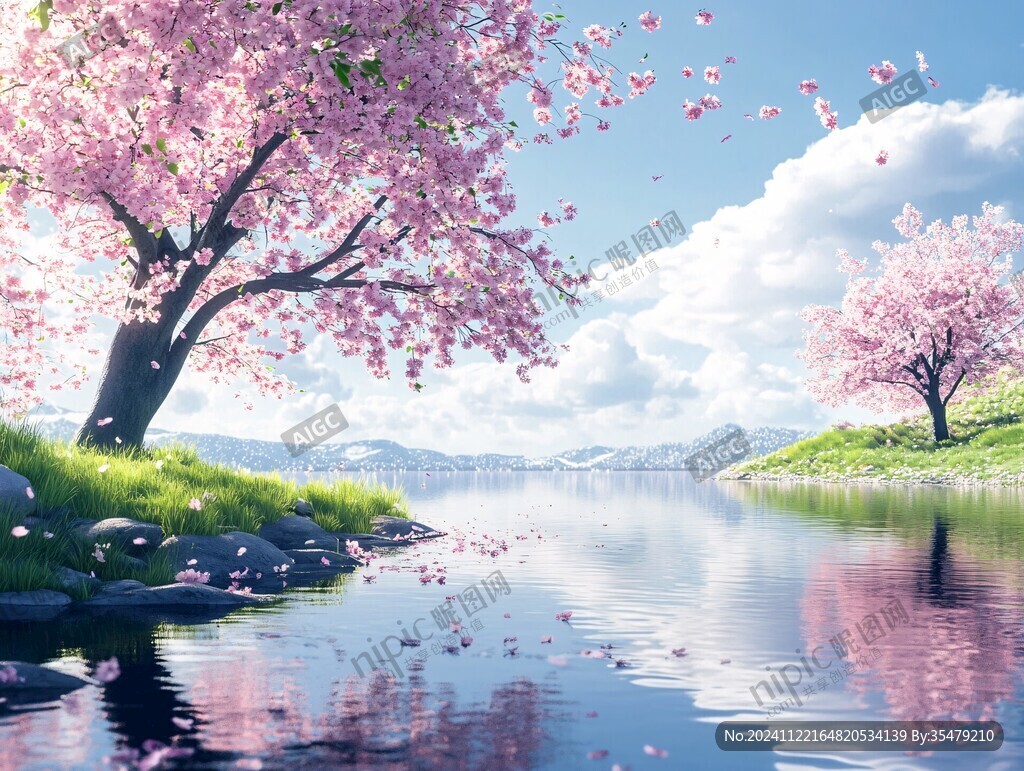 水边樱花树