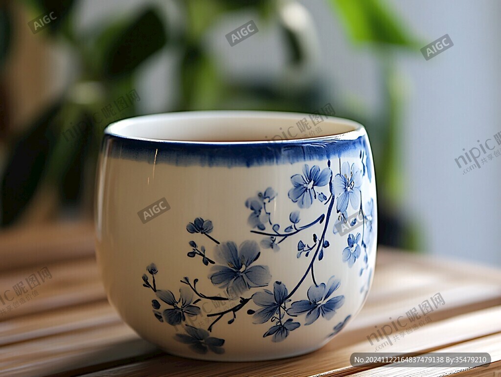 蓝花陶瓷杯