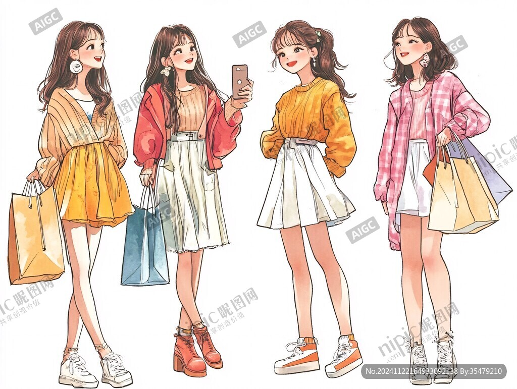服装搭配插画人物