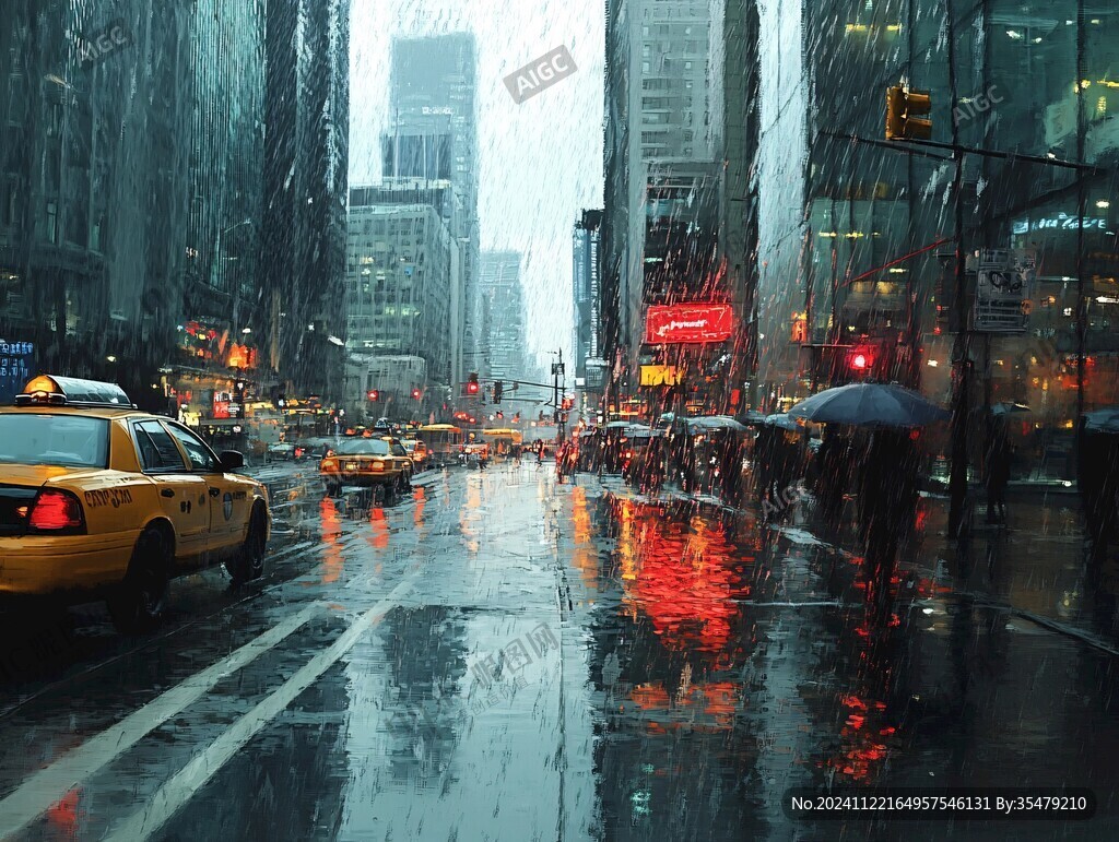 雨中城市街景