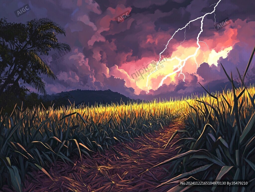 稻田风景插画