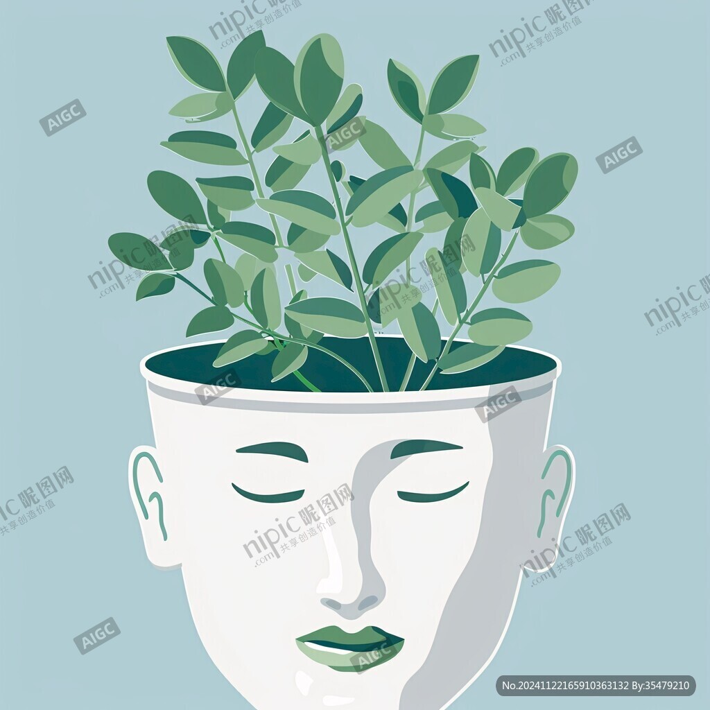 绿植盆栽插画