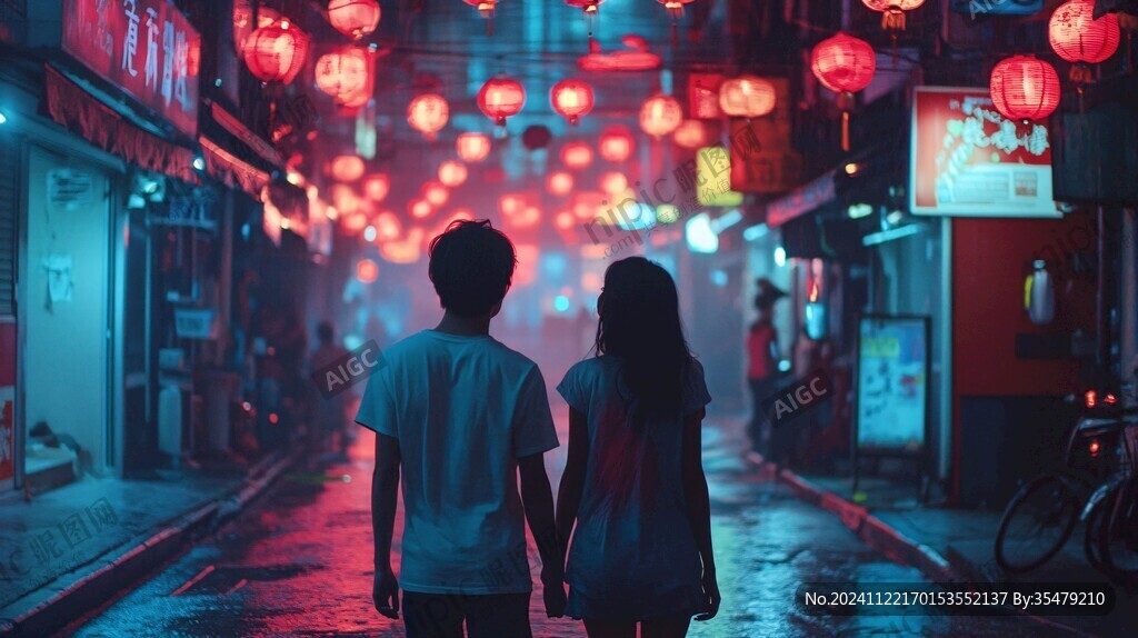 情人节七夕情侣背影