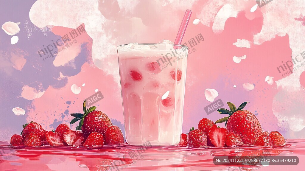 草莓汁插画