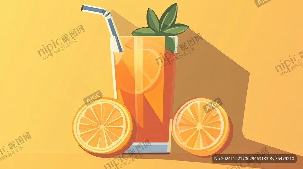 手绘橙汁包装插画