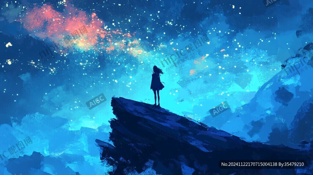 星辰大海女孩背影