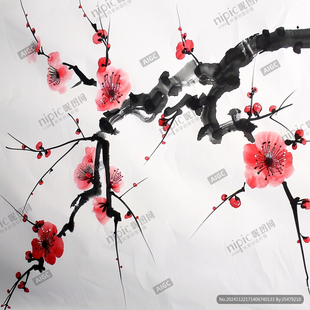 毛笔画梅花