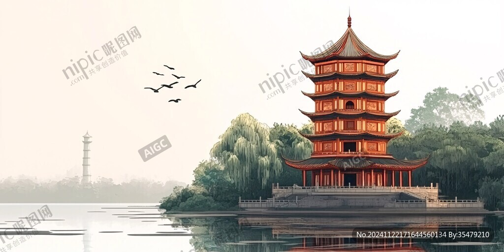 爱晚亭城市插画素材