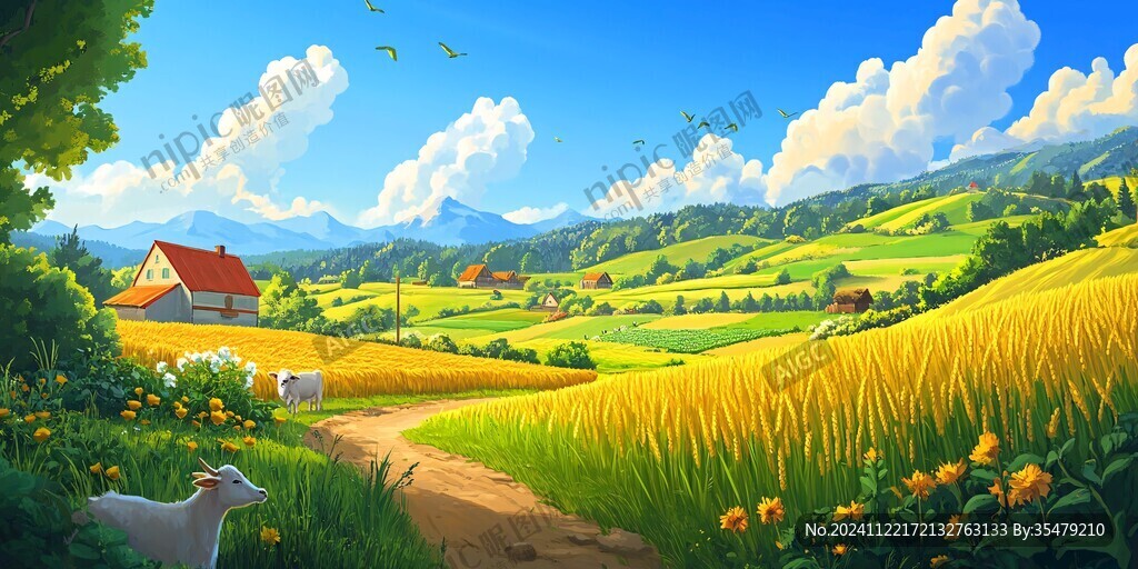 乡村场景插画