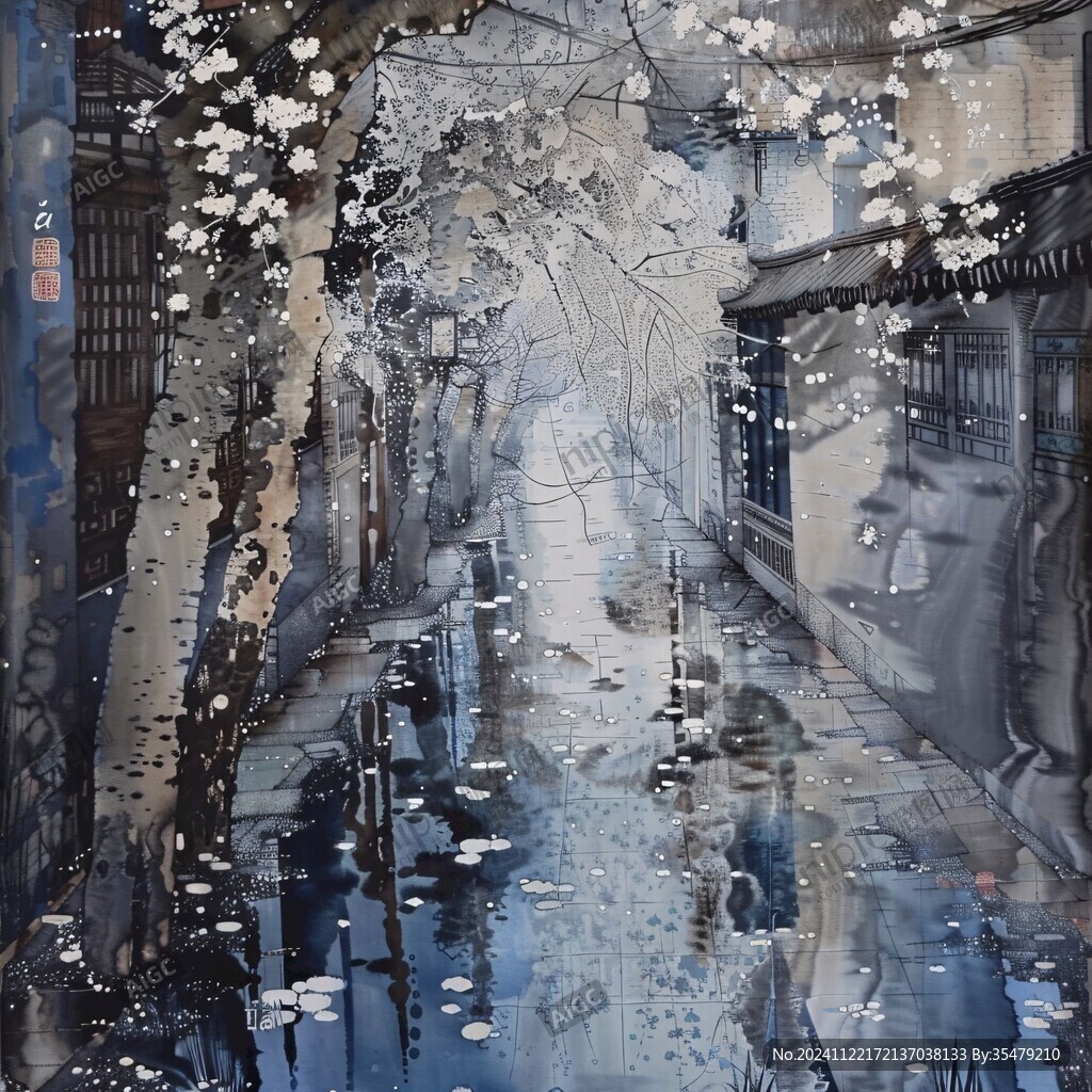 蓝调意境画