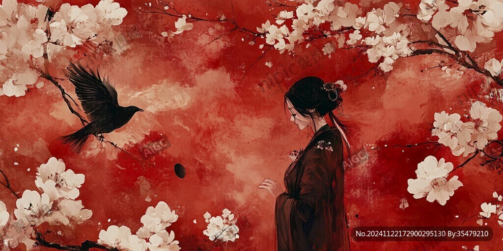 红衣少女设计古风