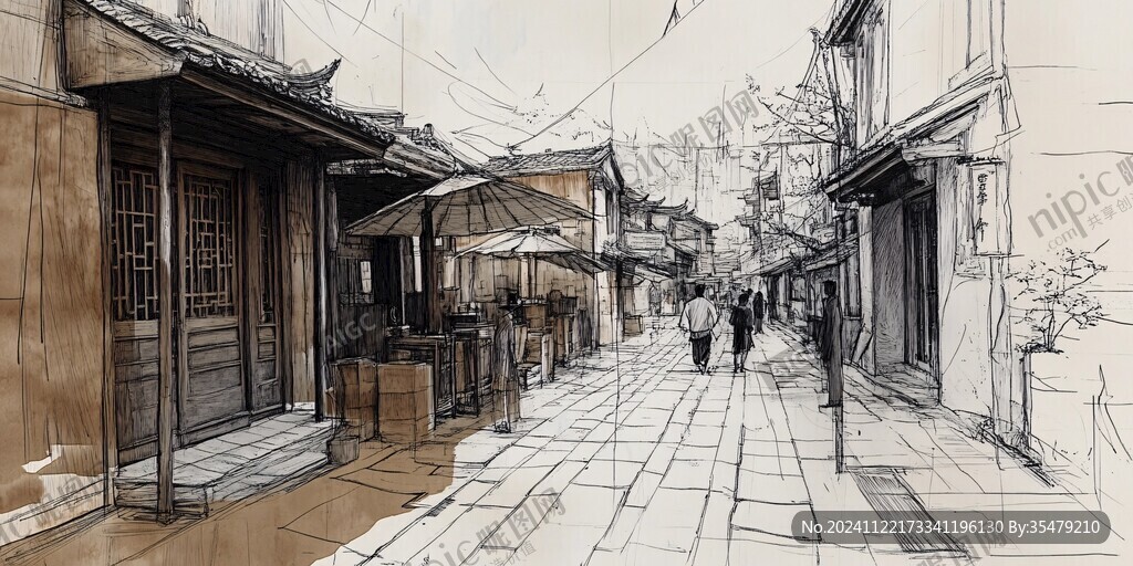 古街手绘