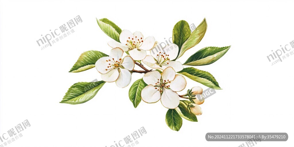 苹果花插画