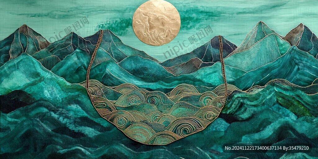 新中禅意山水岩彩画