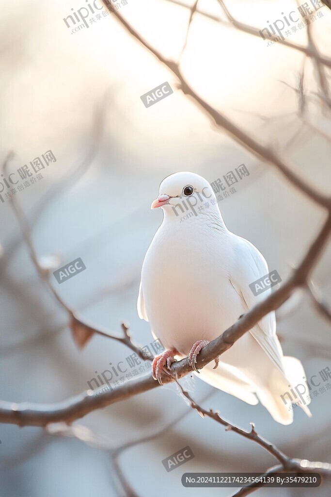 傍晚枝头斑鸠