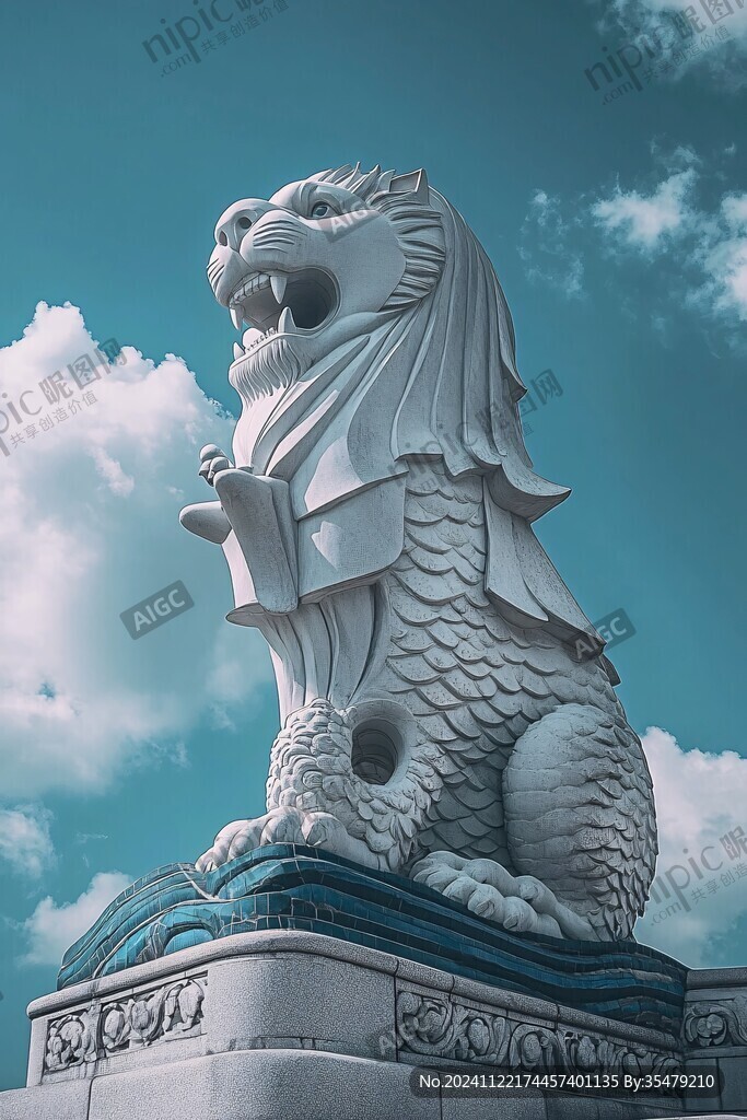 新加坡狮头鱼尾像