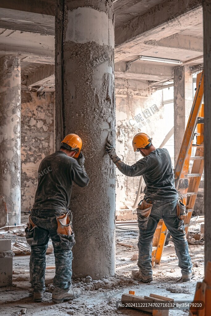 正在劳作的建筑工人