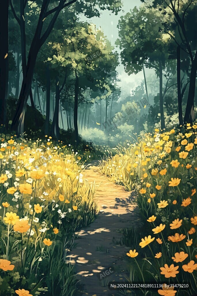 春天森林插画