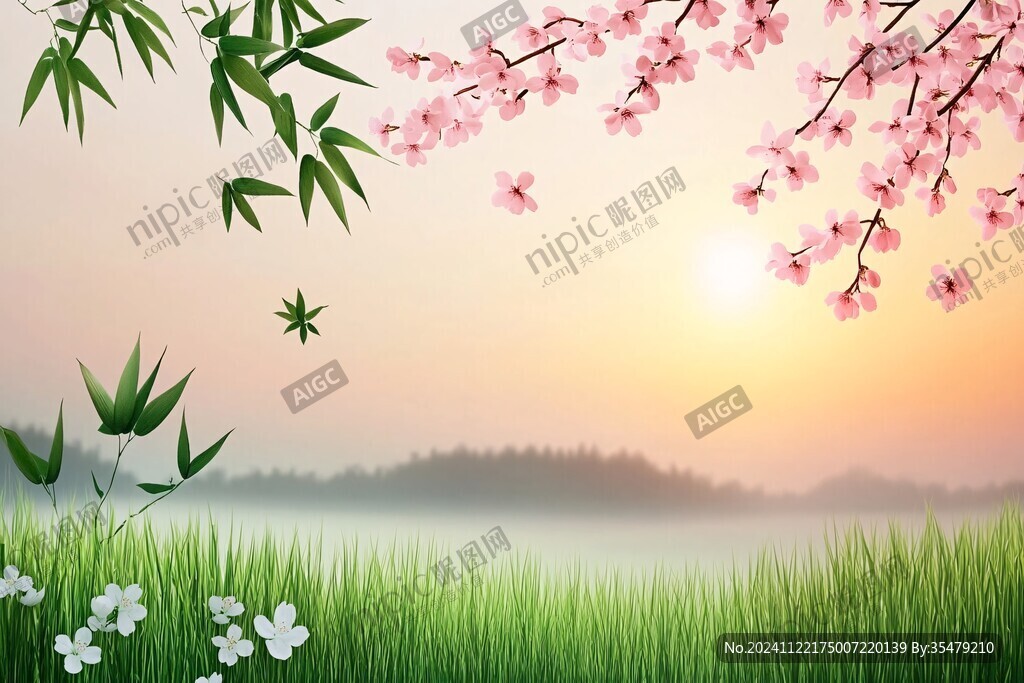 桃花风景画