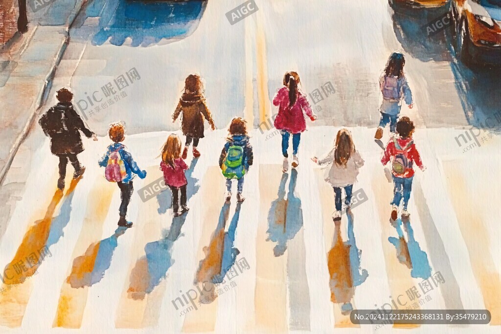 小学生过马路
