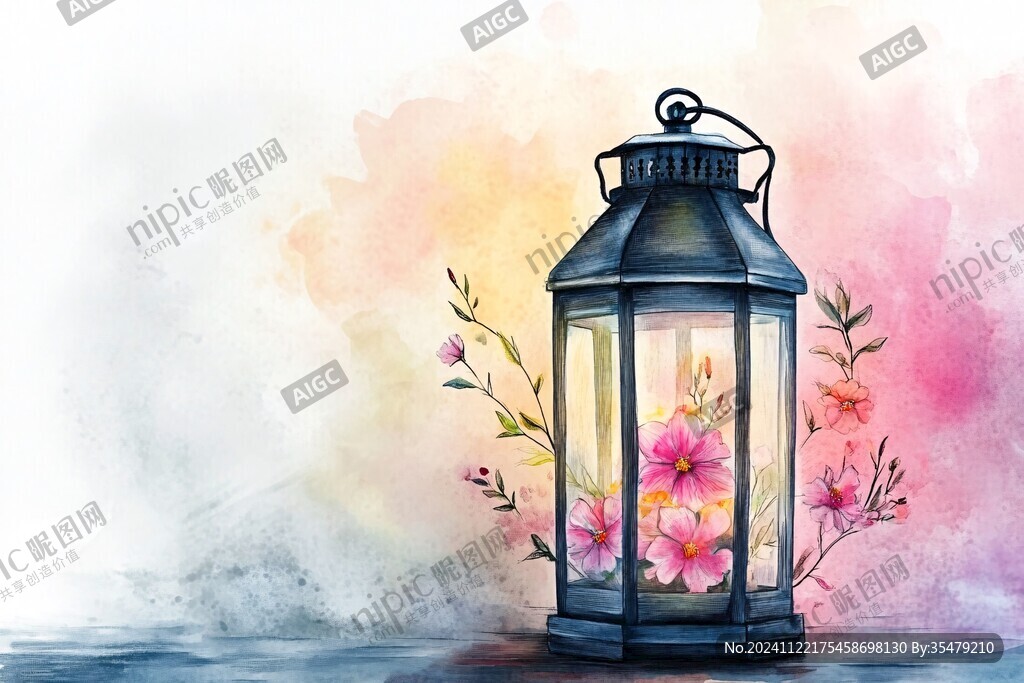 灯笼水彩画