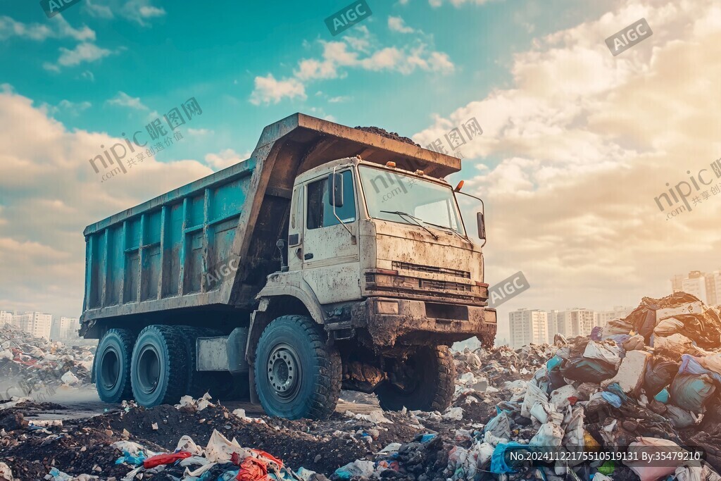 垃圾填埋场的卡车