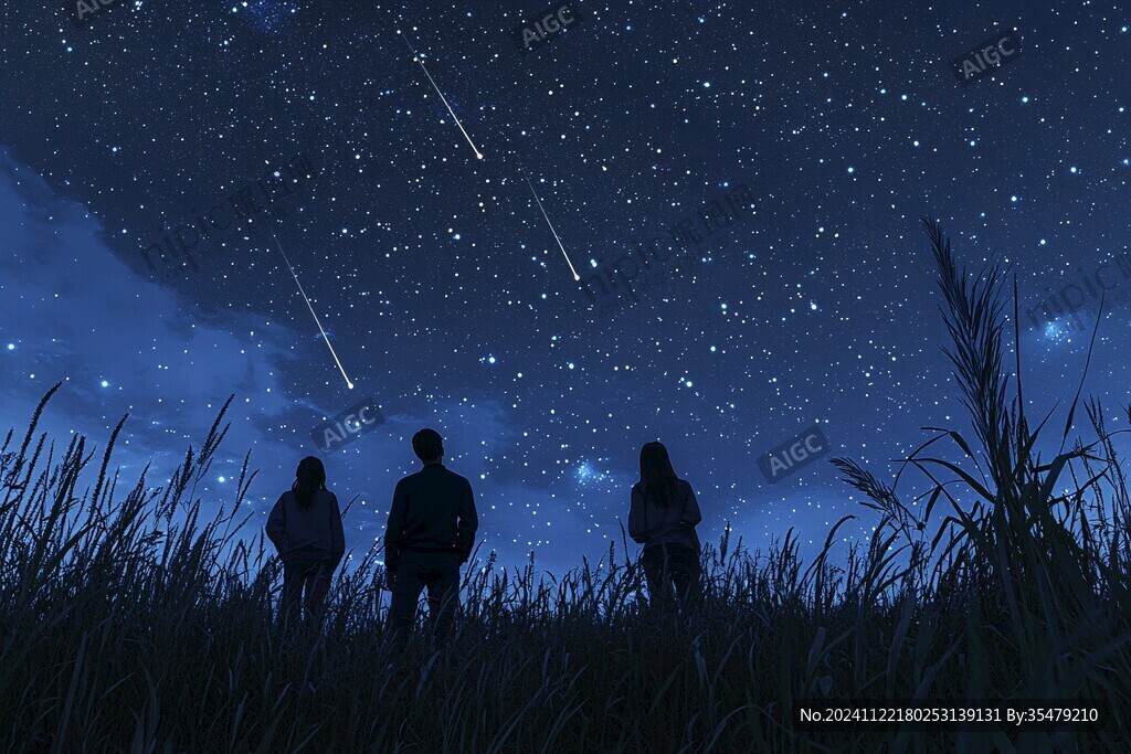情侣看流星雨