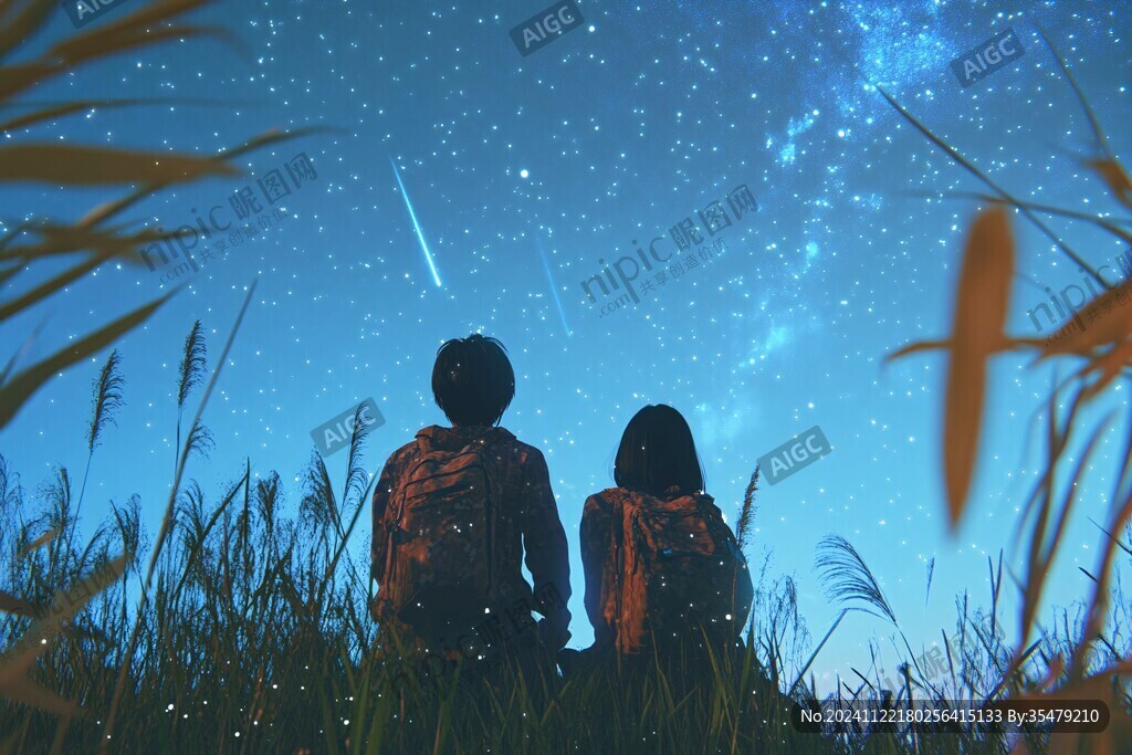 情侣看流星雨