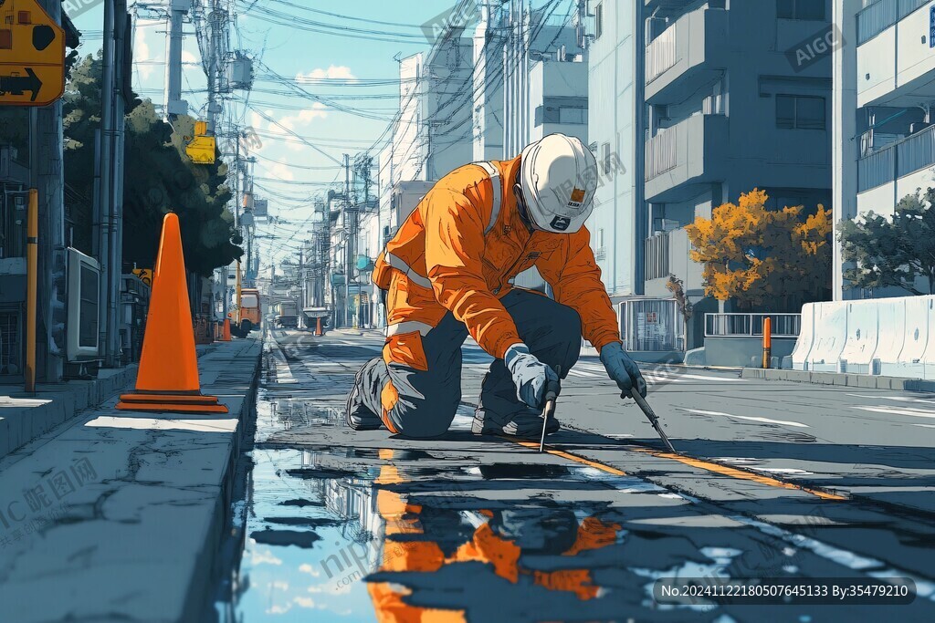 修路工人工作场景