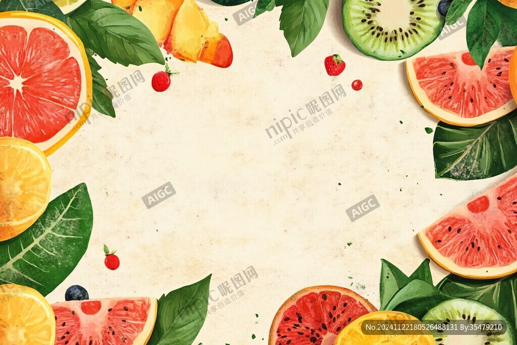 夏日水果边框