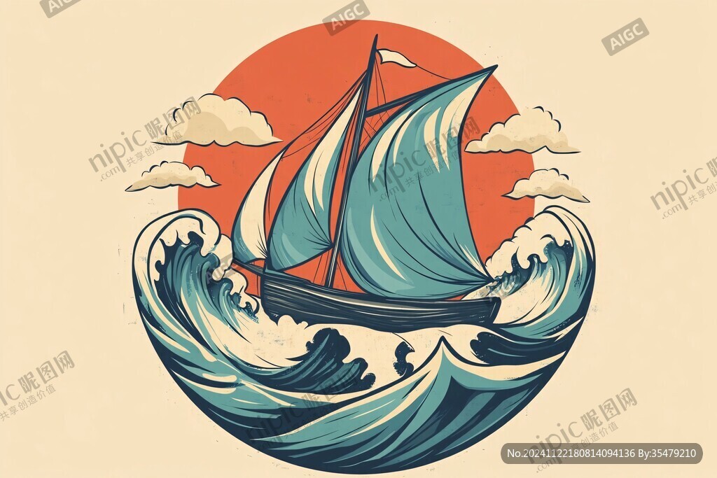 乘风破浪包装插画