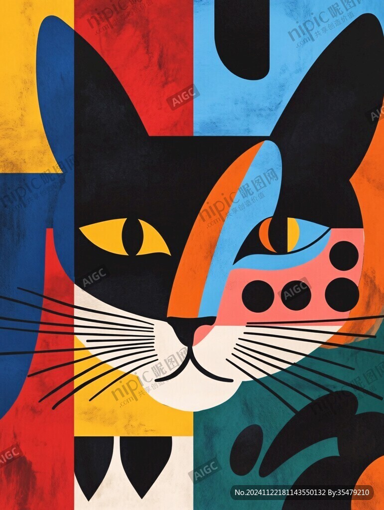 猫咪抽象画