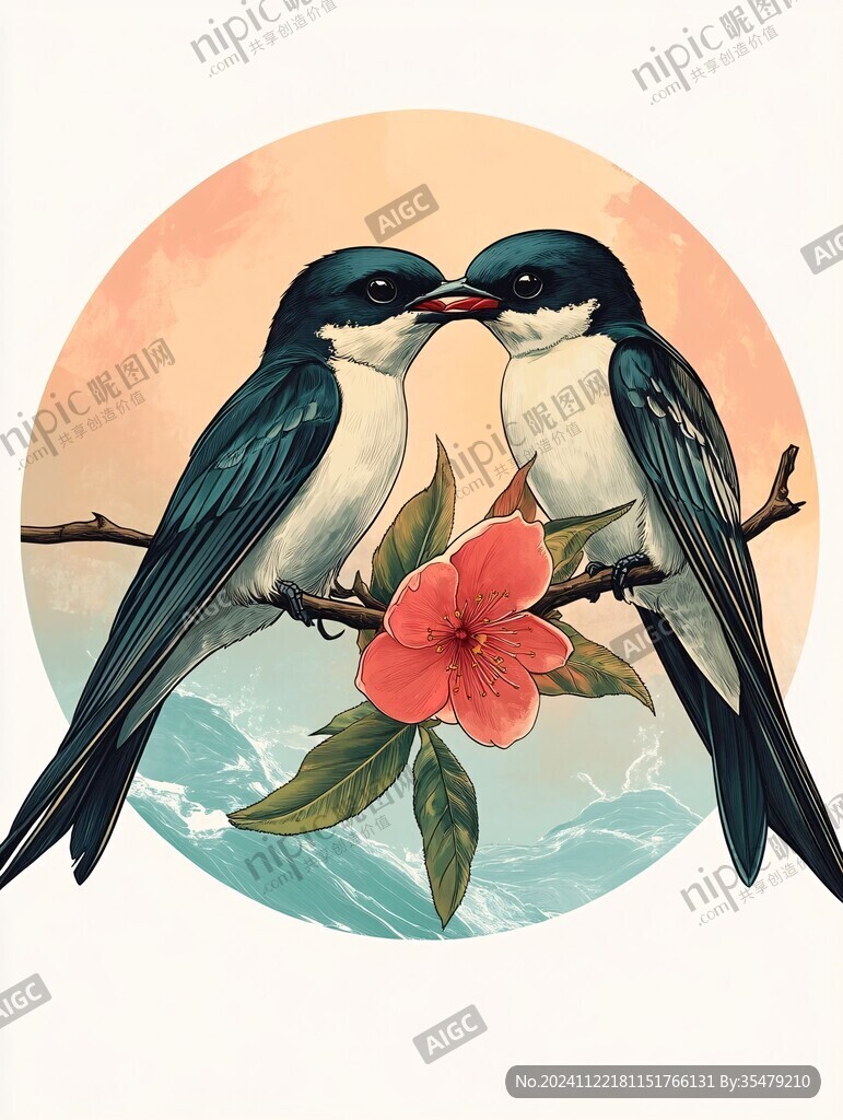 喜鹊七夕插画