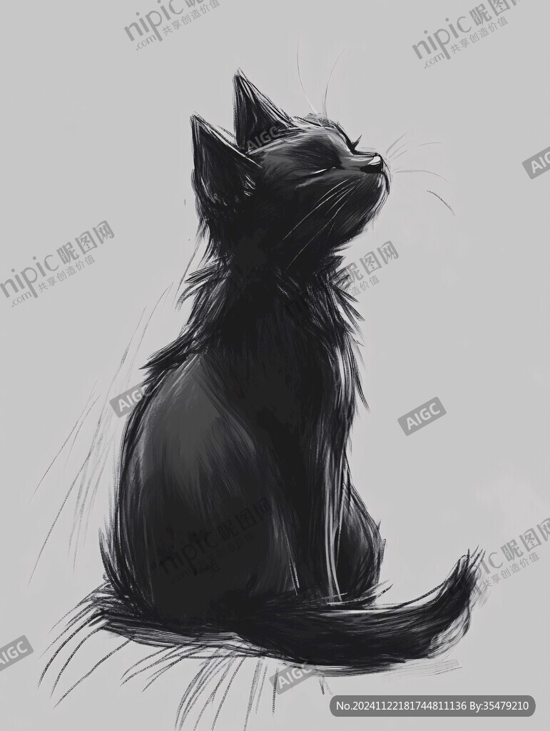 小黑猫插画