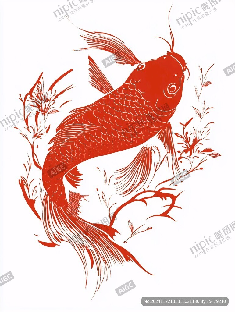 白描锦鲤