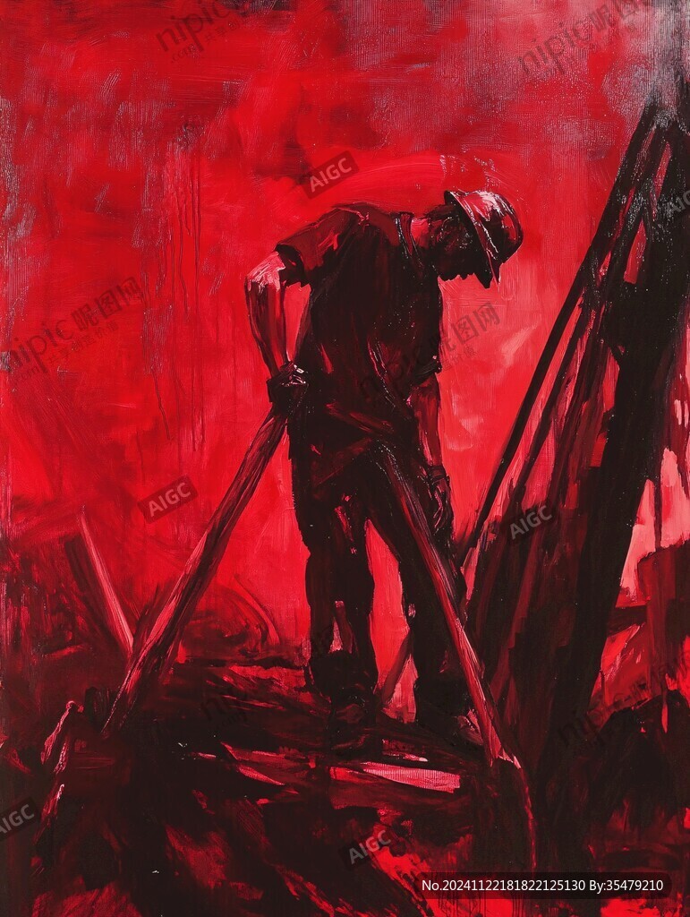 红色旋律油画