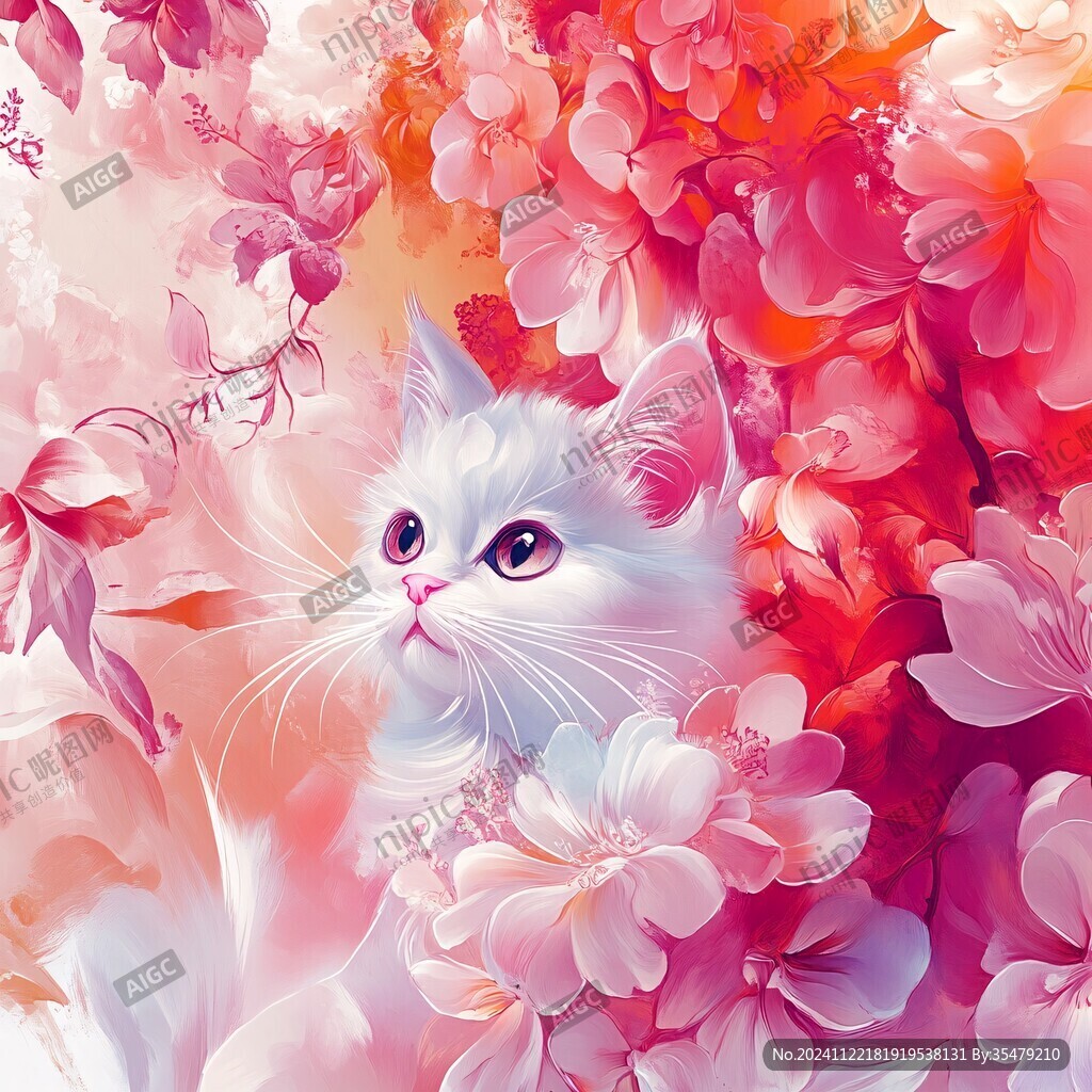 猫咪与鲜花
