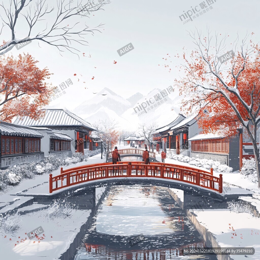 雪景古风插画